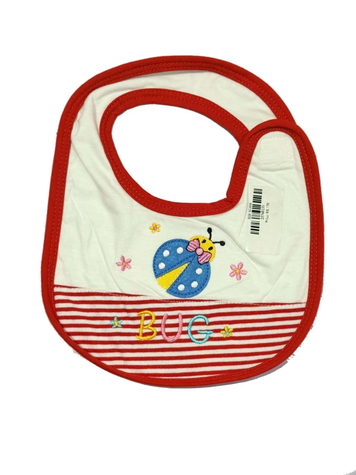 Adorable Ladybug Embroidered Baby Bib - Sheikh Jee Garments