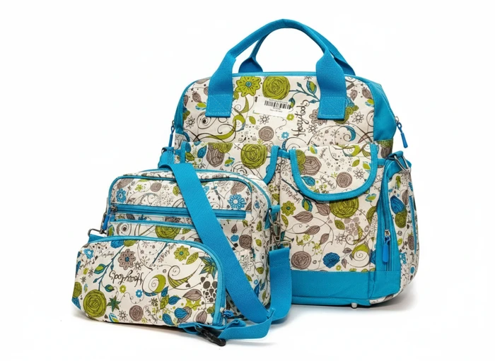 3-Piece Blue Floral Diaper Bag Set - Sheikh Jee Garments