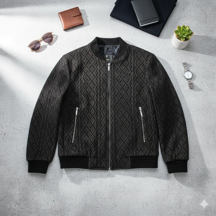 Premium Men’s Textured Bomber Jacket - Sheikh Jee Garments