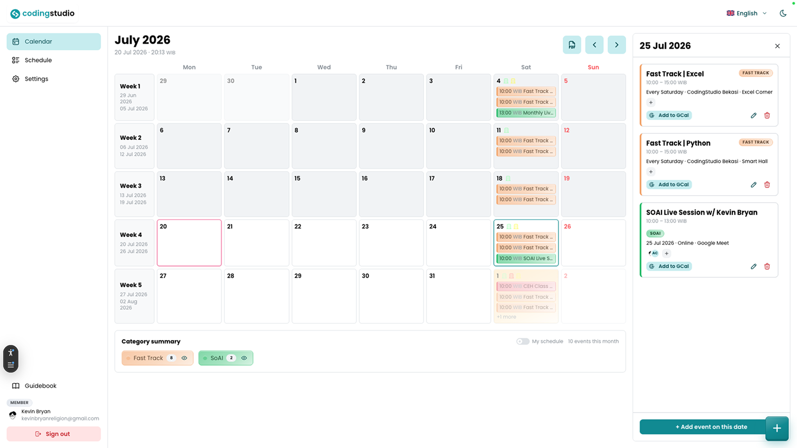 CodingStudio Calendar