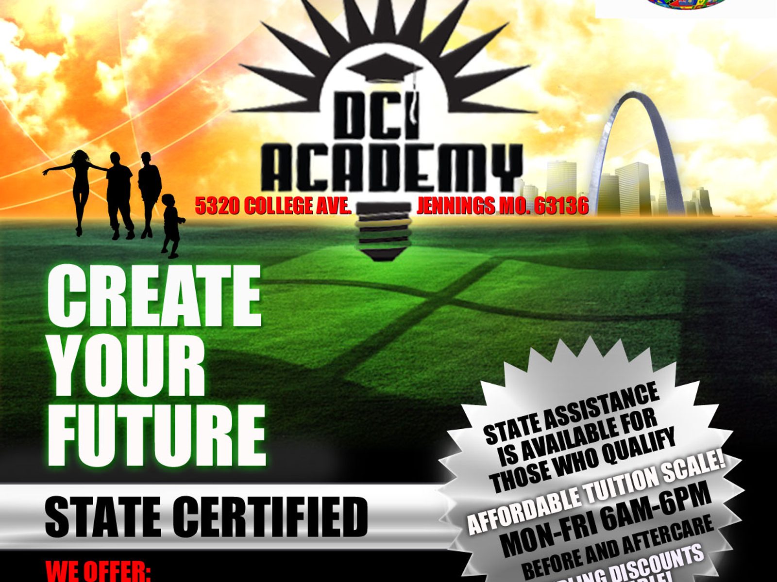 DCI Academy daycare and private-school promotional flyer