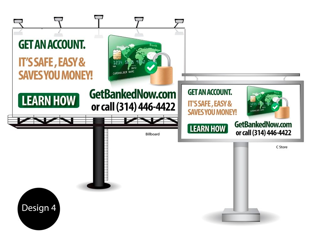 Two Bank On Save Up billboard layout mockups