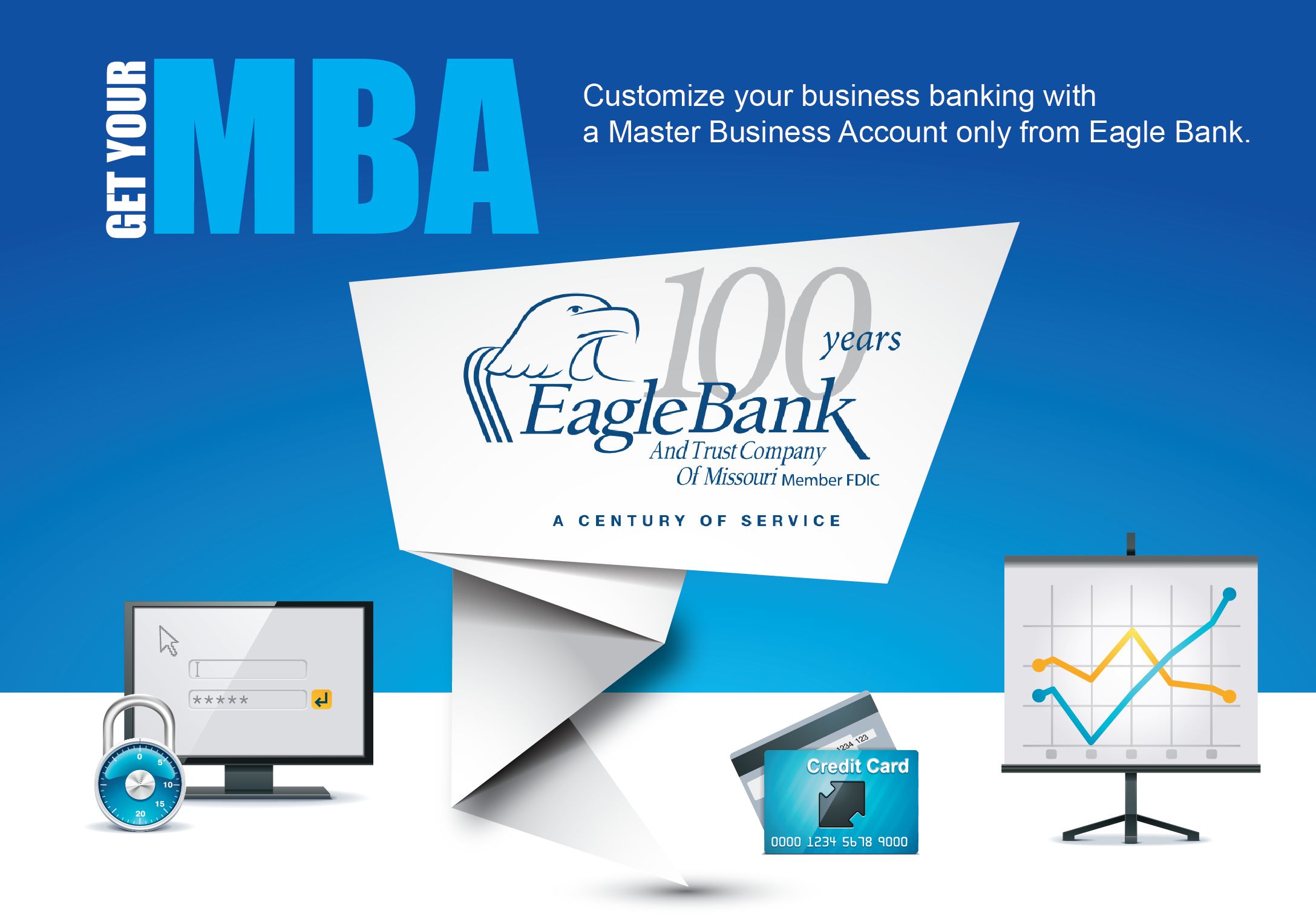 Blue Eagle Bank mailer promoting a Master Business Account