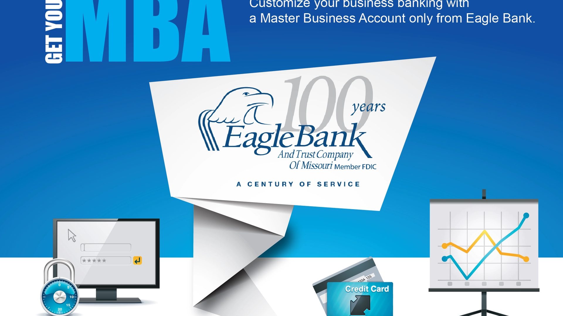 Blue Eagle Bank mailer promoting a Master Business Account