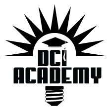 Black DCI Academy lightbulb and skyline logo