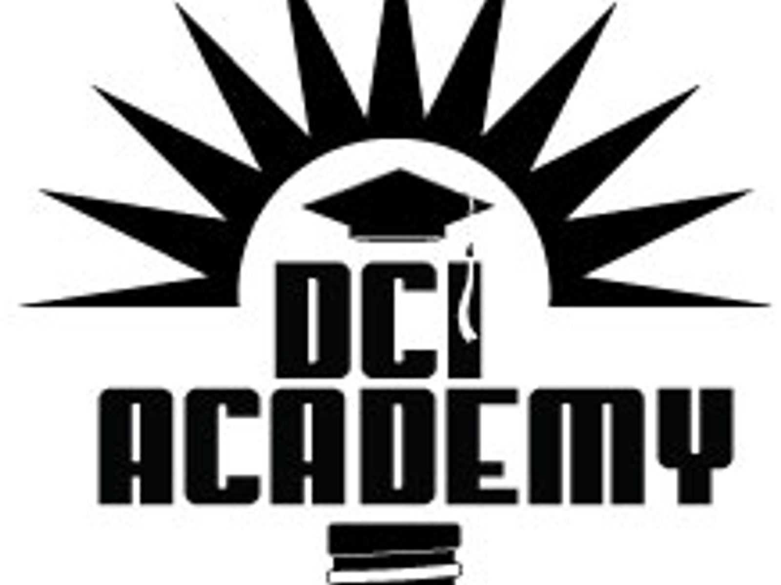 Black DCI Academy lightbulb and skyline logo
