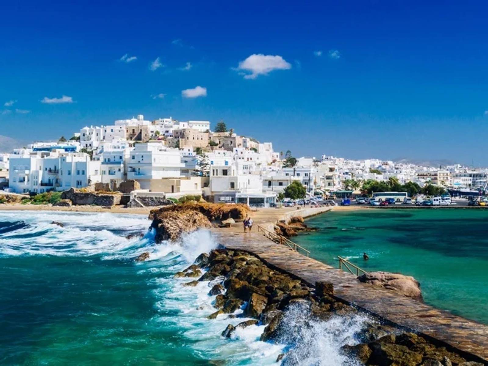 Naxos — helicopter arrival from the air