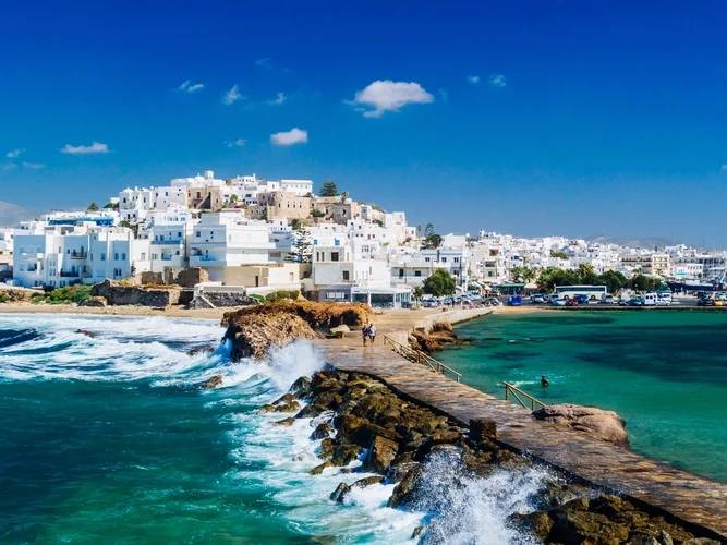 Naxos — helicopter arrival from the air