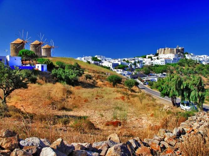 Patmos — helicopter arrival from the air