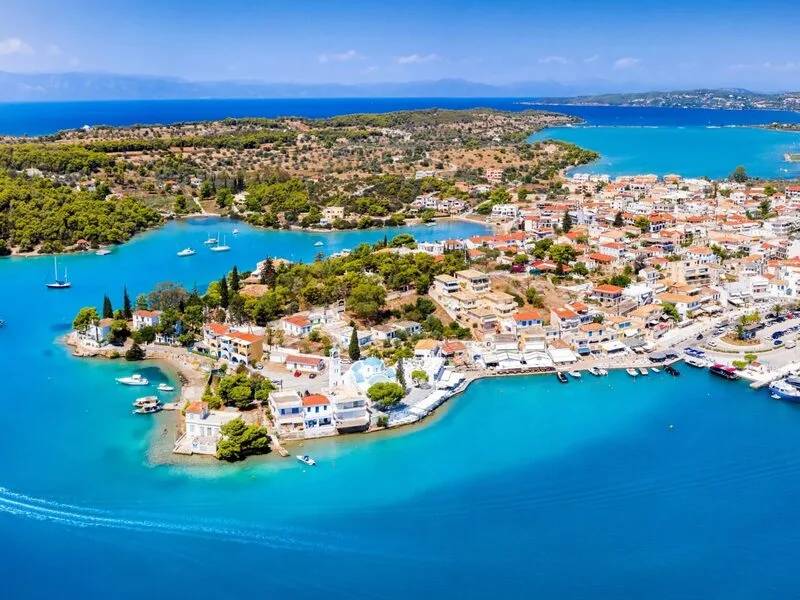Porto Heli — helicopter departure point from the air