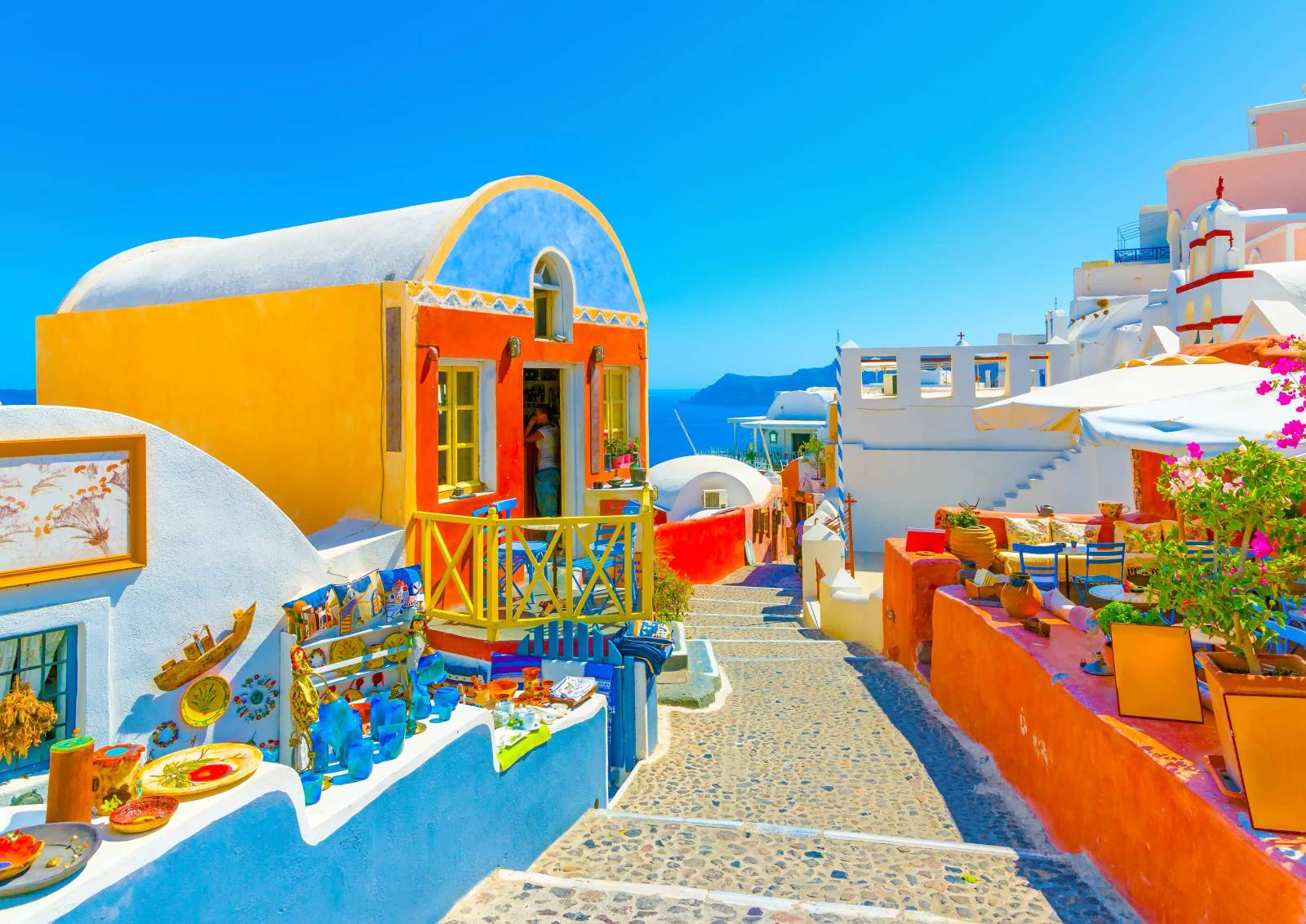 Santorini — helicopter departure point from the air