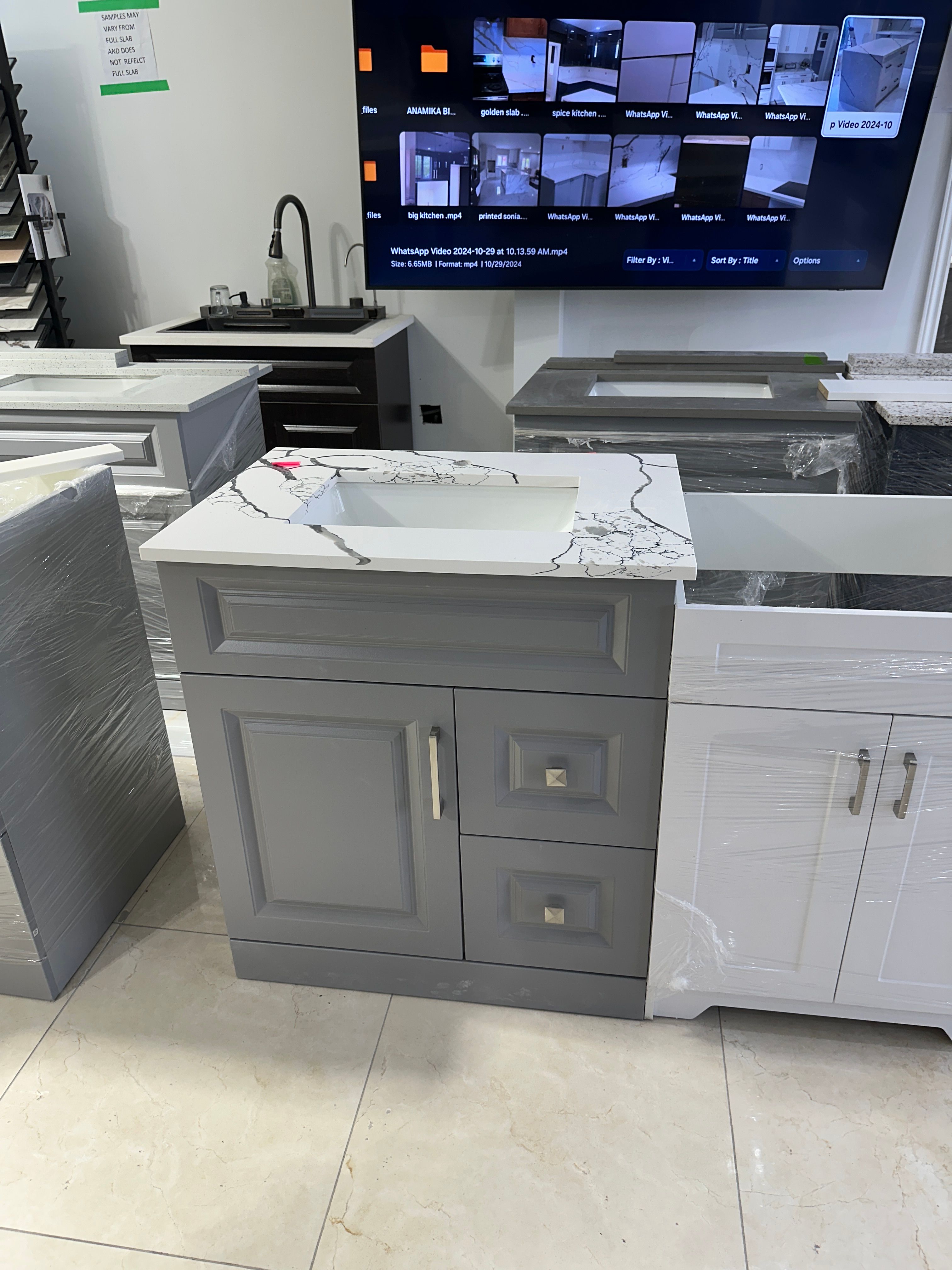 Grey Vanity - Marble White