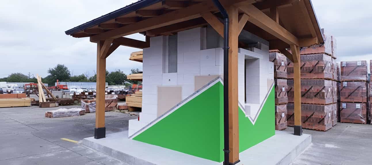 Parete in calcestruzzo aerato Airbeton trattata con idrorepellente nanotecnologico Ector RP-50