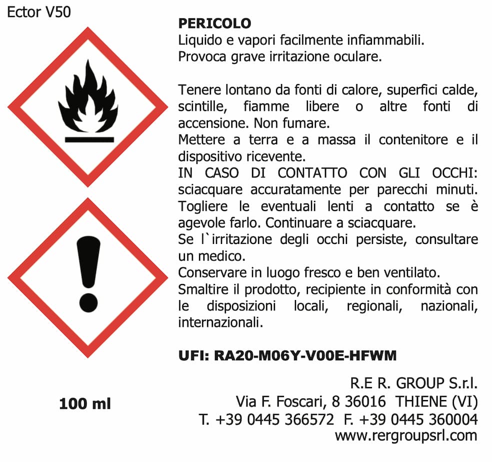 Retro etichetta informazioni CLP