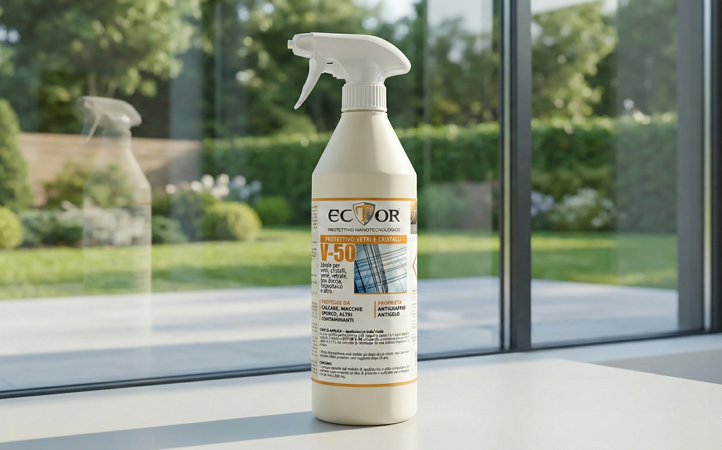 ECTOR® V-50 – Protettivo Nanotecnologico per Vetri, Doccia e Fotovoltaico