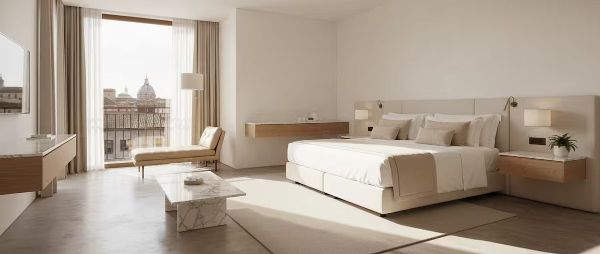 Camera disinfettata con nanotecnologia R21 Smart Coating per garantire igiene e sicurezza agli ospiti.