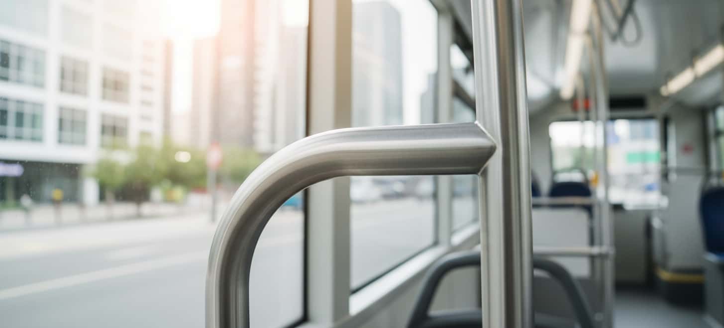 Interno autobus con protezione permanente R21 su corrimano.