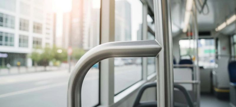 Interno autobus con protezione permanente R21 su corrimano.