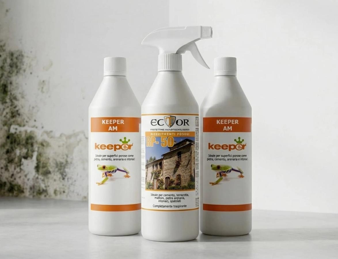 Kit togli muffa con Pulitore Keeer AM ed Ector RP-50 per la pulizia e la protezione di muri