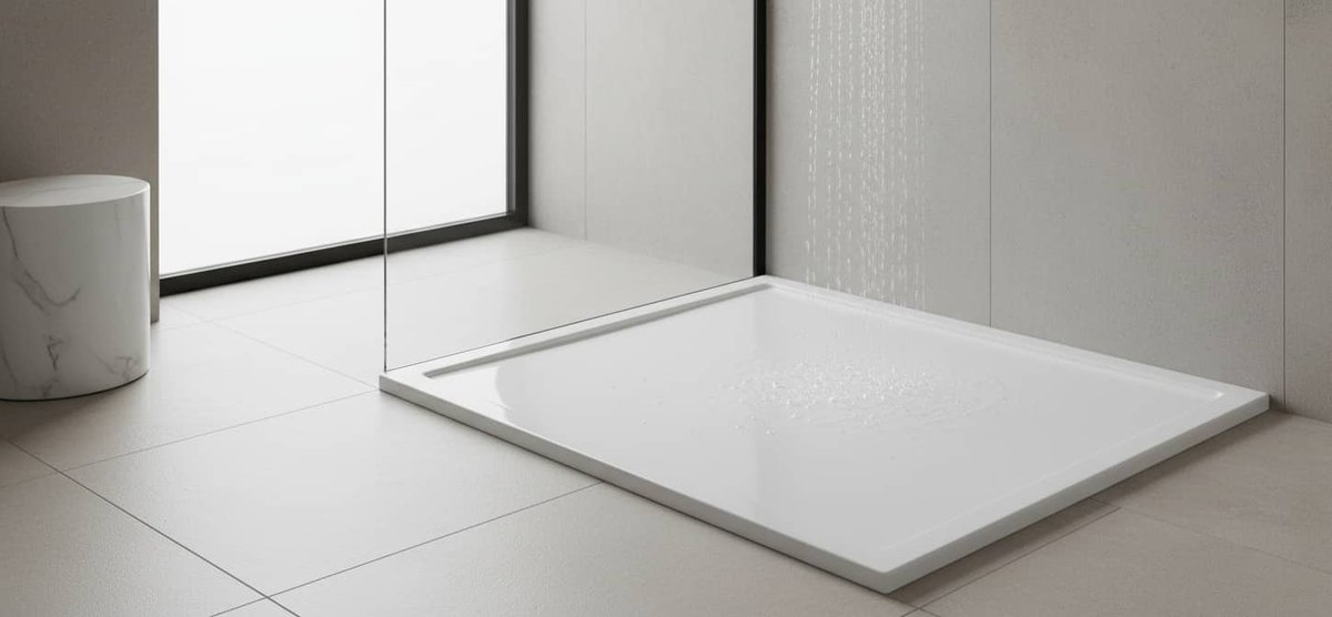 Piatto doccia in ceramica bagnato reso antiscivolo con trattamento invisibile fai da te Keeper.