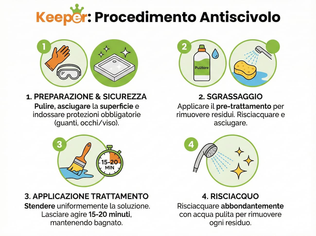 procedimento applicazione Keeper kit, infografica