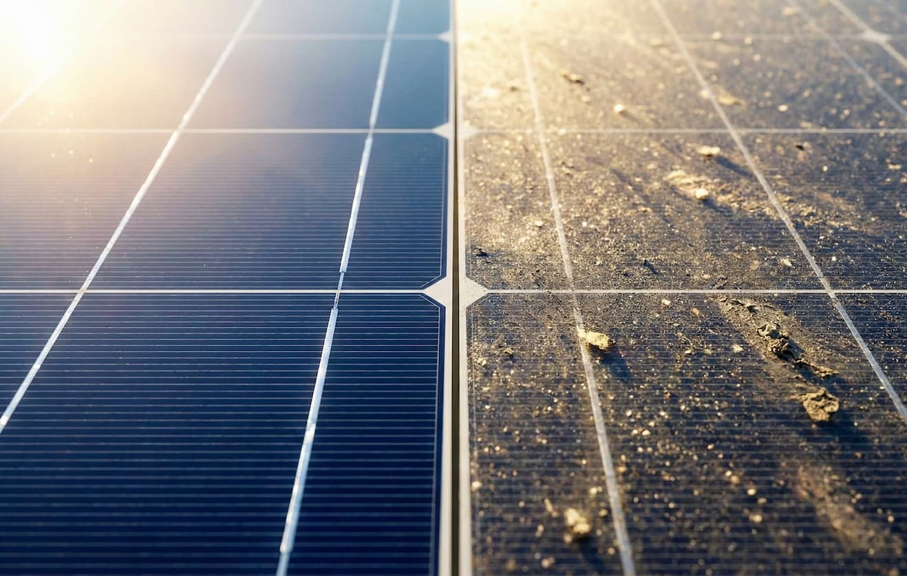 pannello solare trattato con V-50 aumenta la resa ed efficienza dei pannelli rendendoli più facili da pulire