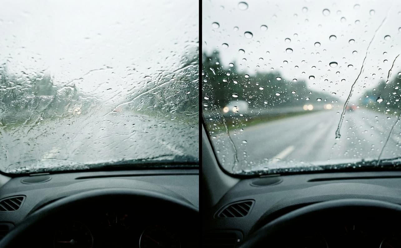 confronto tra visuale con V-50 a destra e senza V-50 a sinistra alla guida