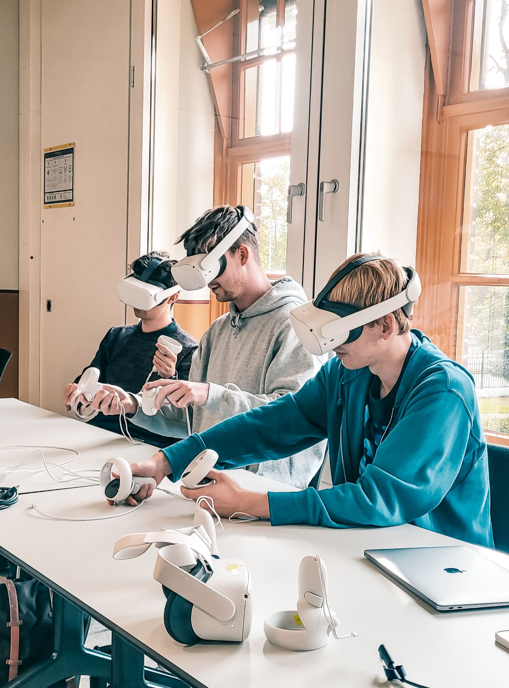 Participants trying VR headsets