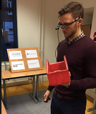 Researcher wearing AR glasses
