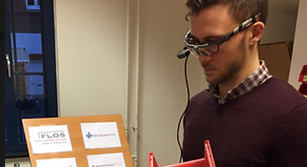 Researcher wearing AR glasses