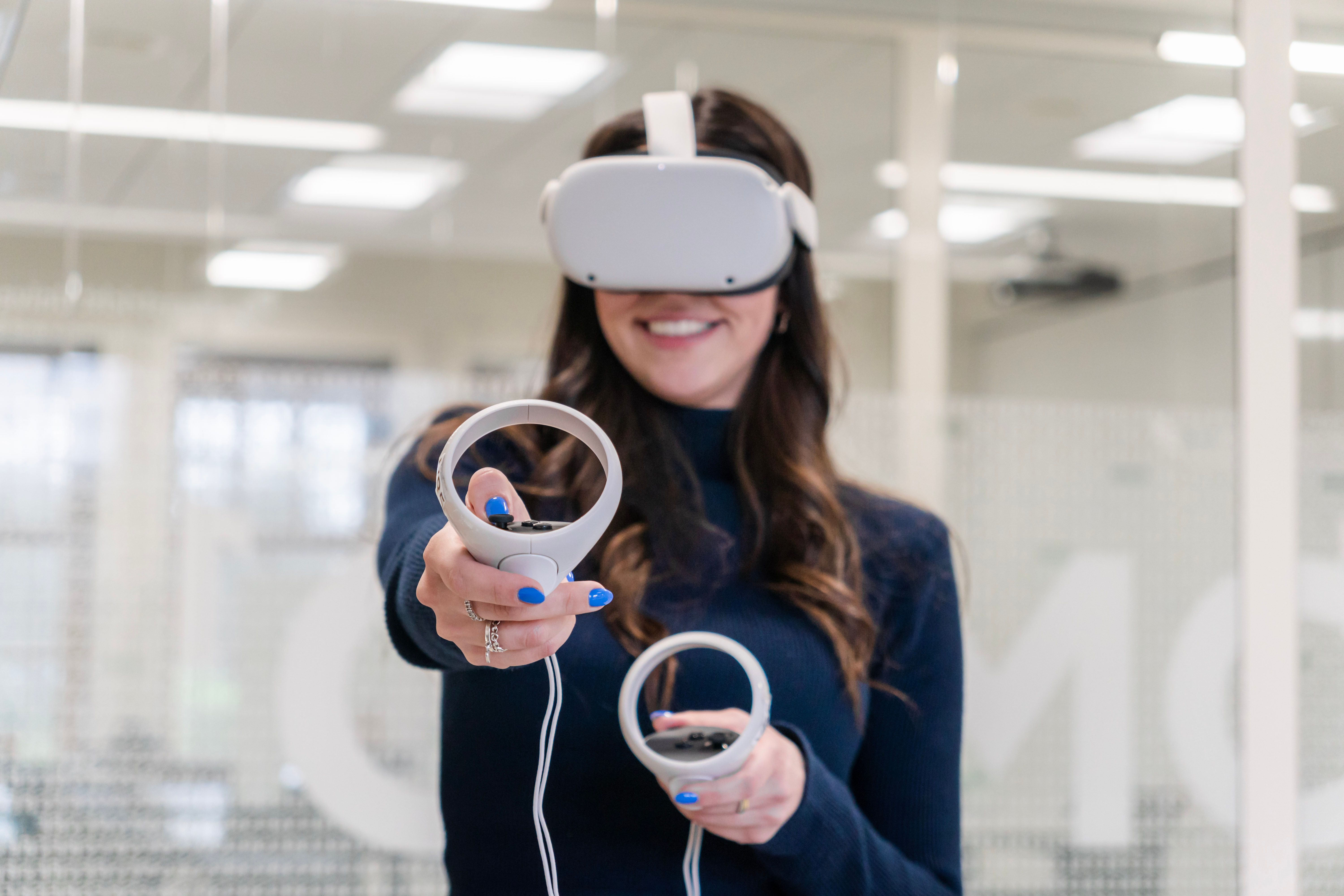 Student using a VR headset