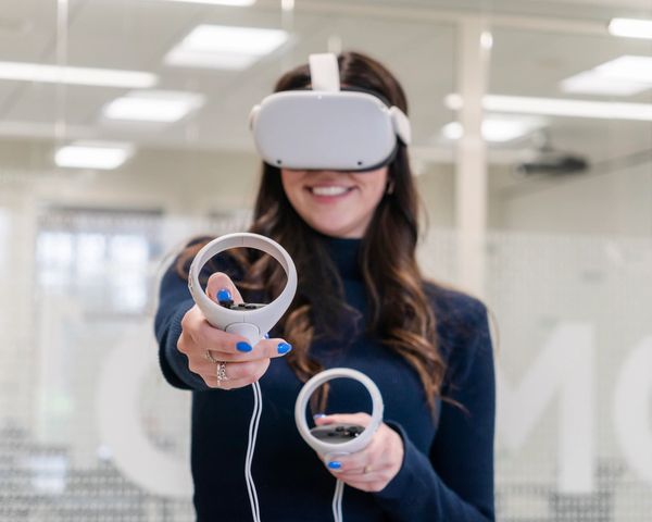 Student using a VR headset