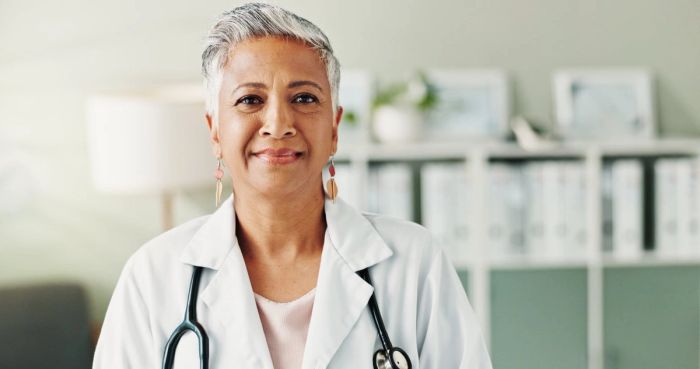 Portrait of a doctor in her office.