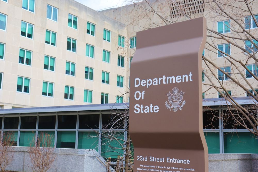State Department building, amid the immigrant visa processing freeze for 75 countries