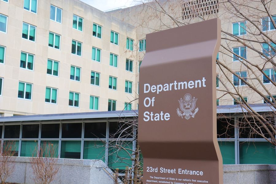 State Department building, amid the immigrant visa processing freeze for 75 countries
