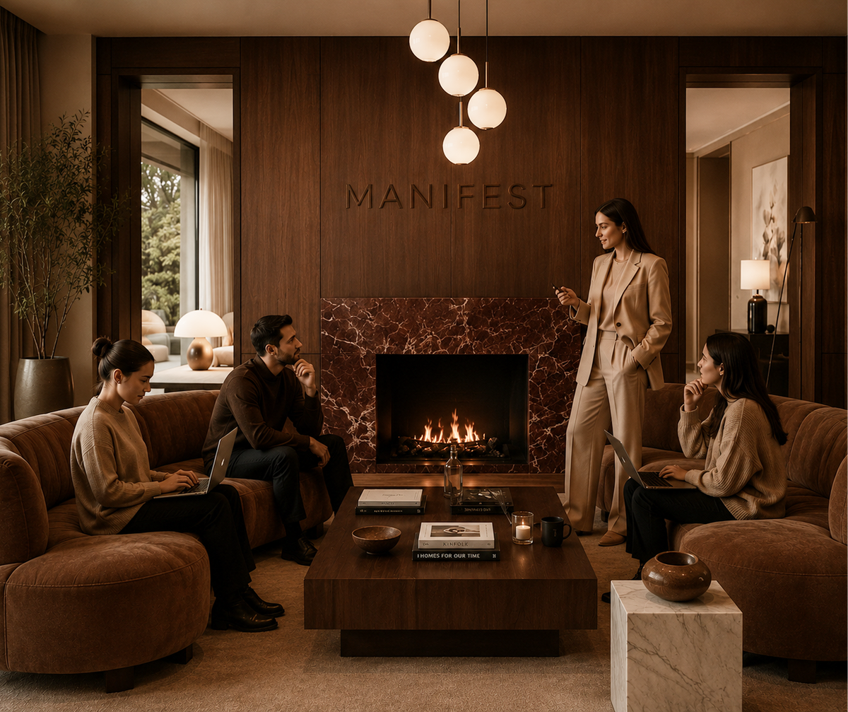 Manifest Law team collaborating in a warm office