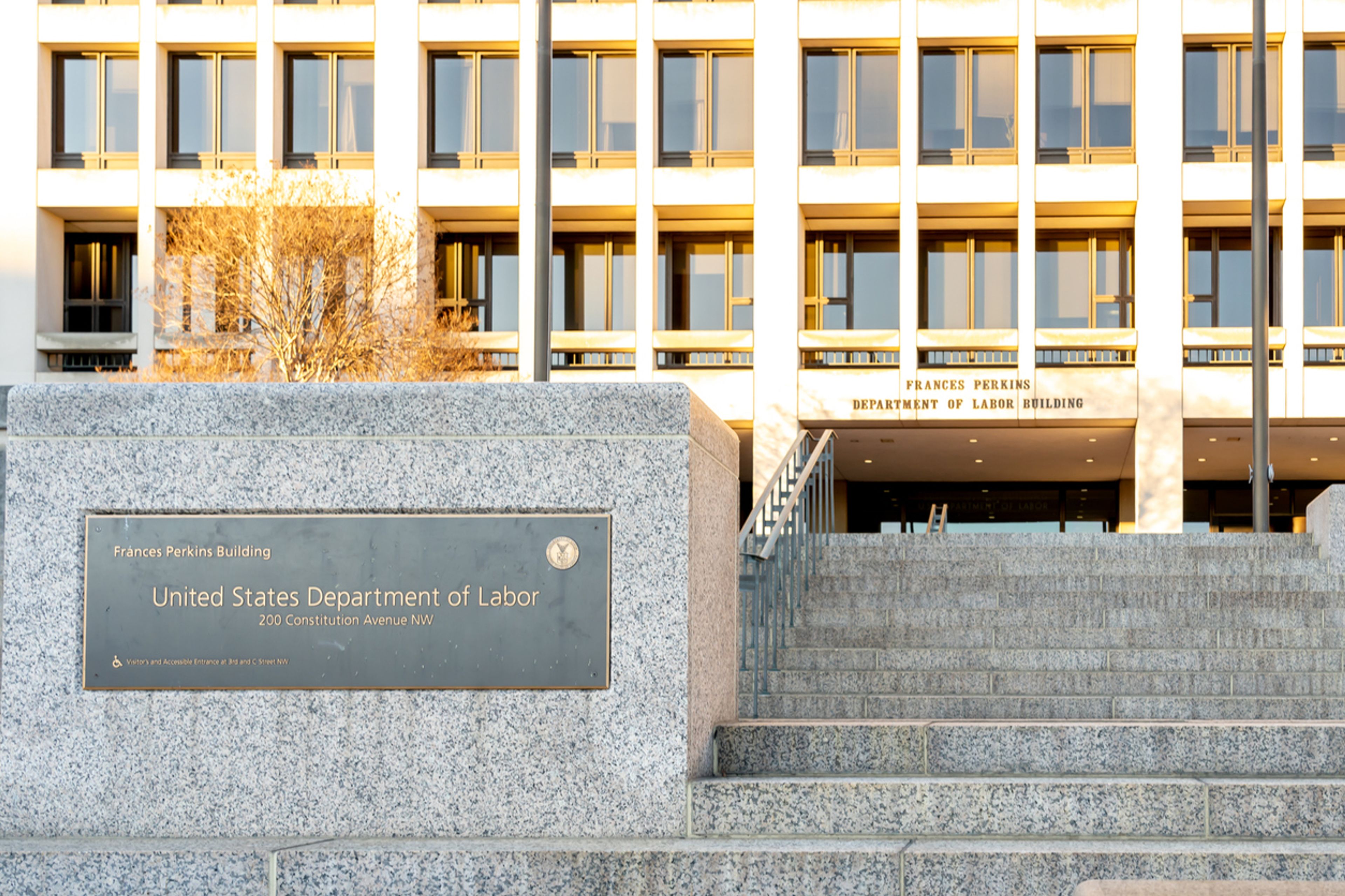 Exterior of the U.S. Department of Labor Frances Perkins Building.