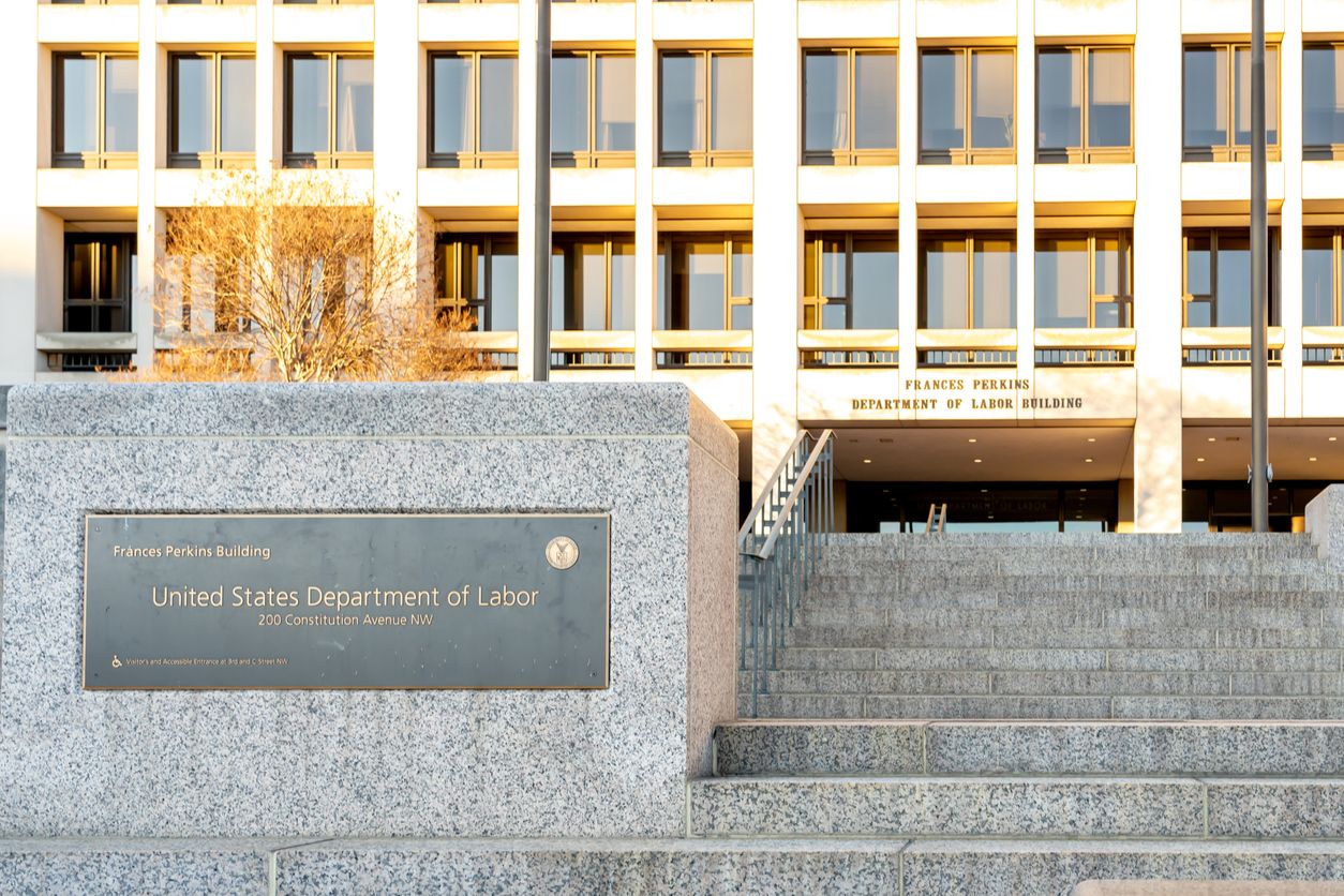 Exterior of the U.S. Department of Labor Frances Perkins Building.