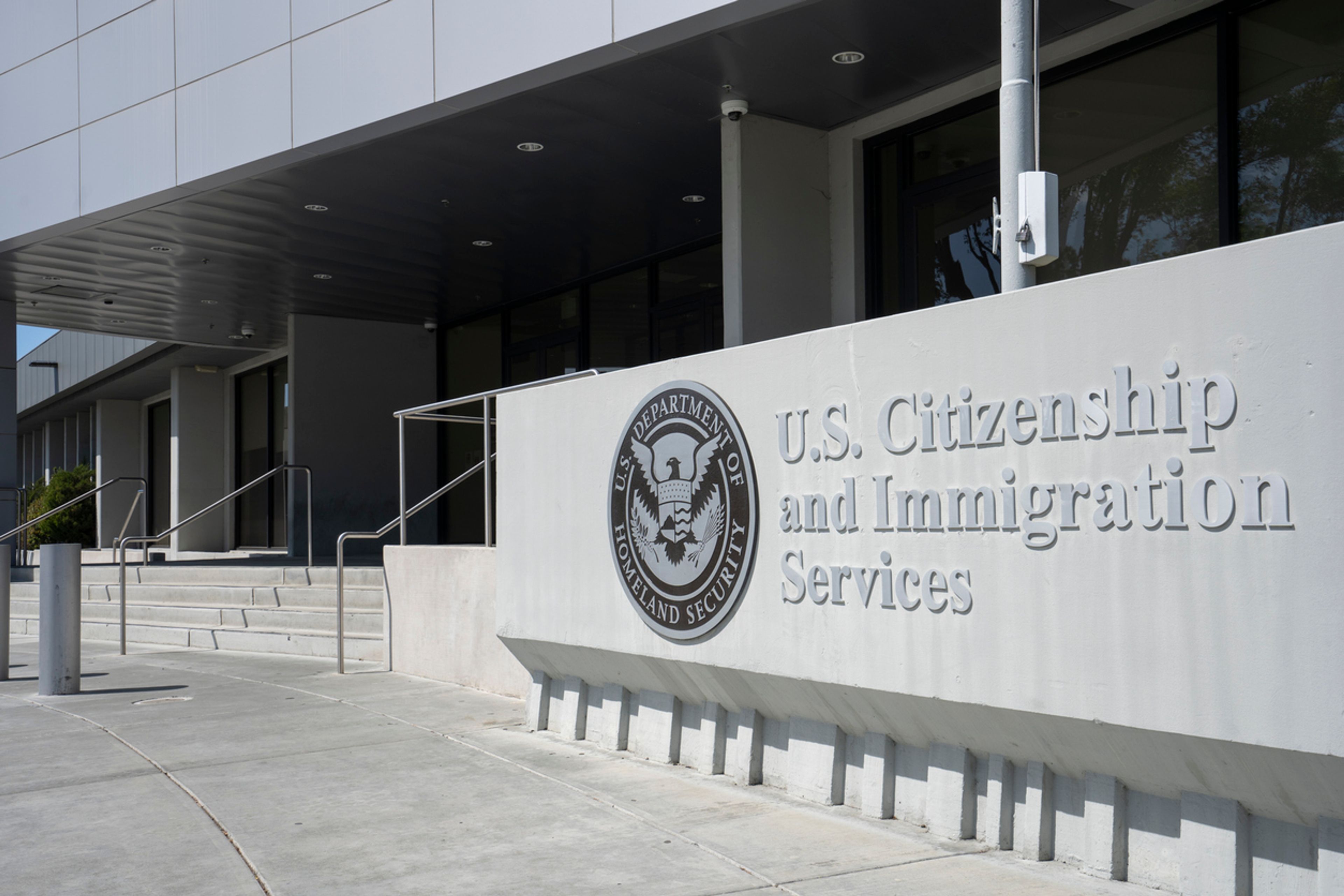 Exterior view of the United States Citizenship and Immigration Services (USCIS) San Jose Field Office in Santa Clara, California.