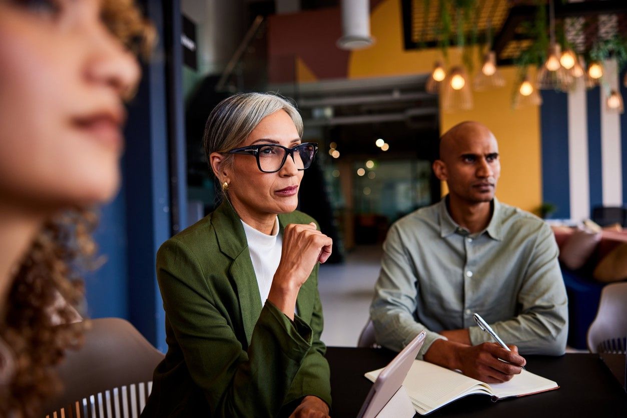 Woman founder in a business meeting