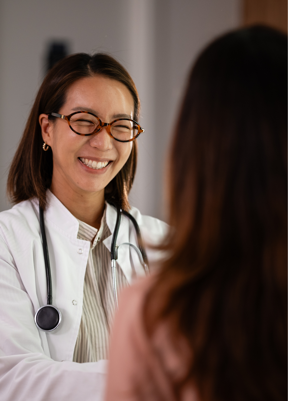 A physician in a clinical setting