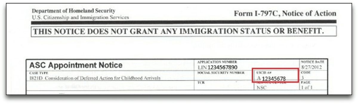 Form I-797C Notice of Action