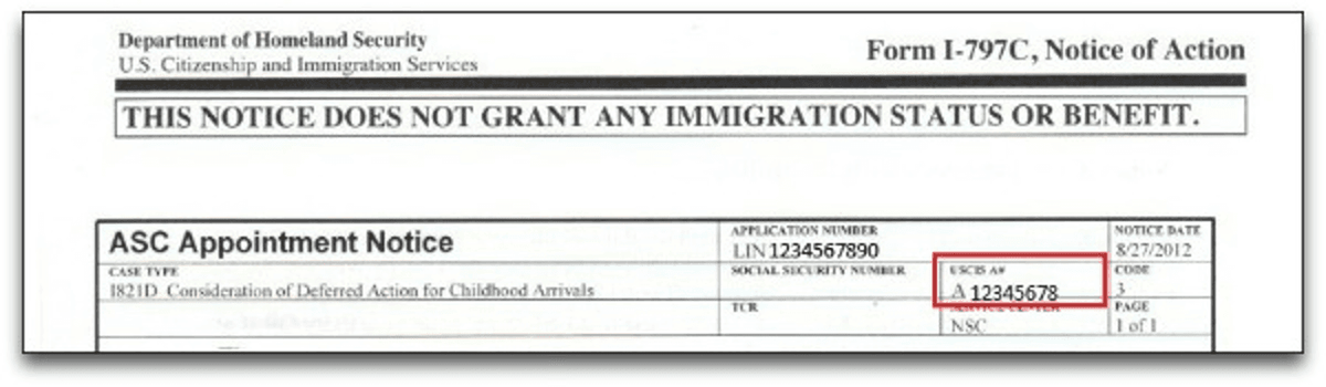 Form I-797C Notice of Action