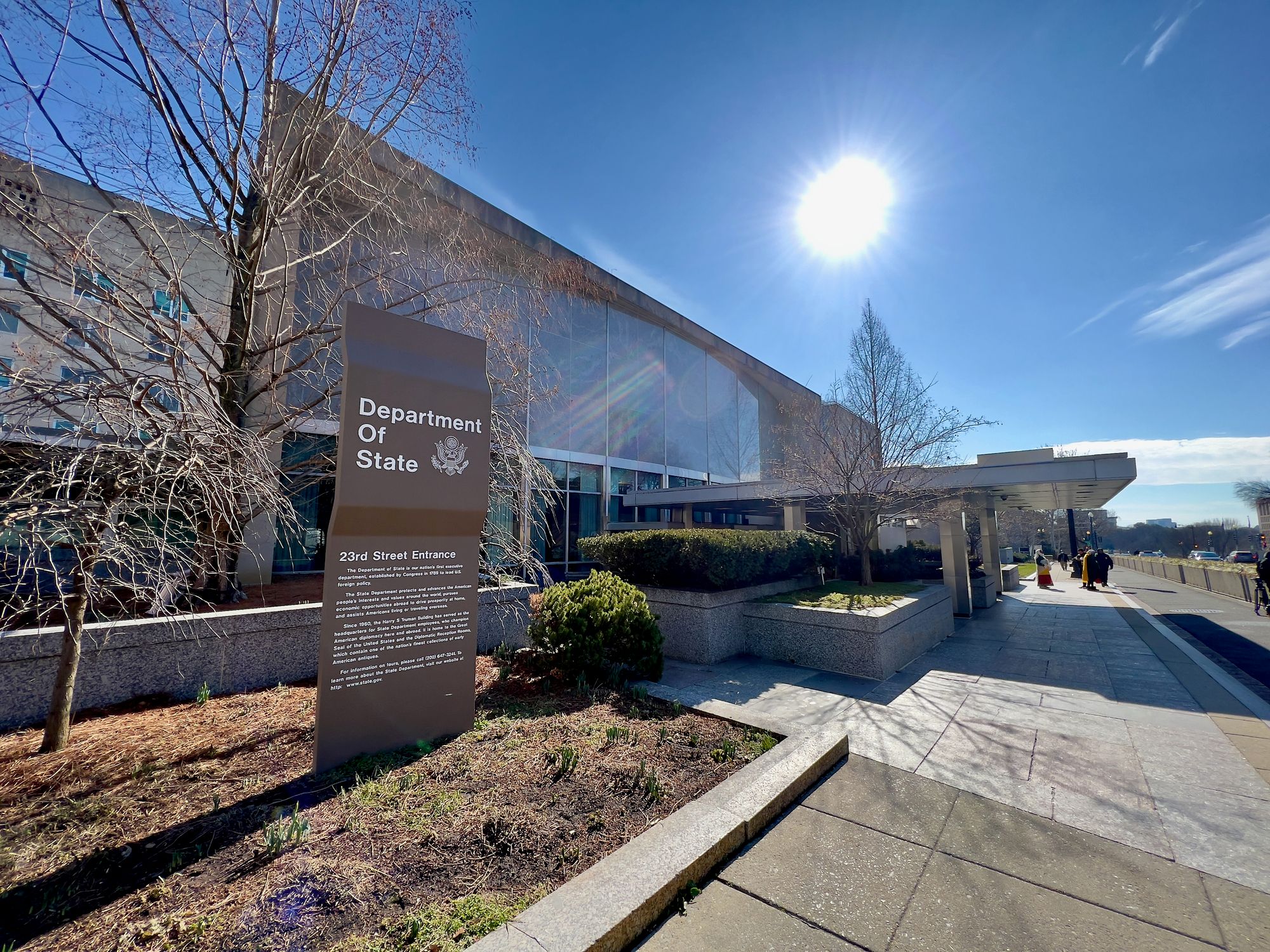 U.S. Department of State headquarters in Washington, DC, which proposed new J-1 exchange visitor rules in July 2026.