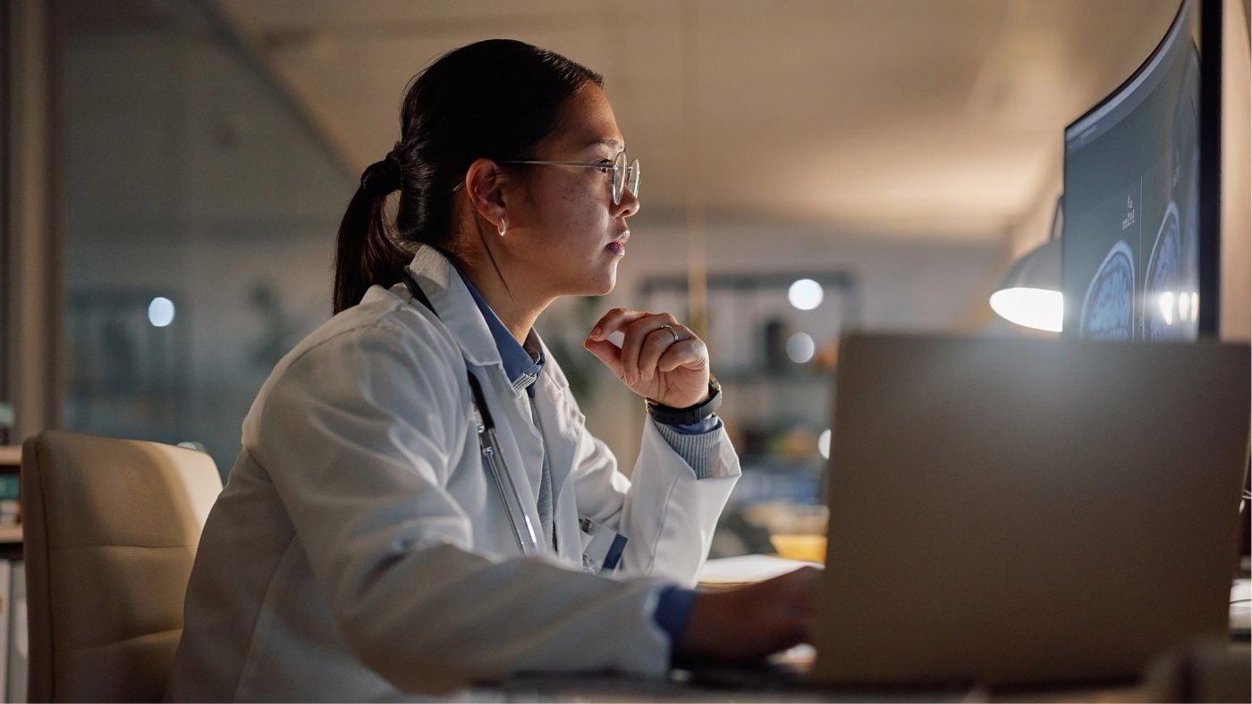 Physicians collaborating in a clinical workspace