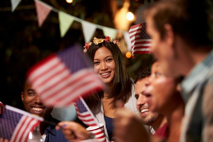 Family and friends celebrating the Fourth of July together.
