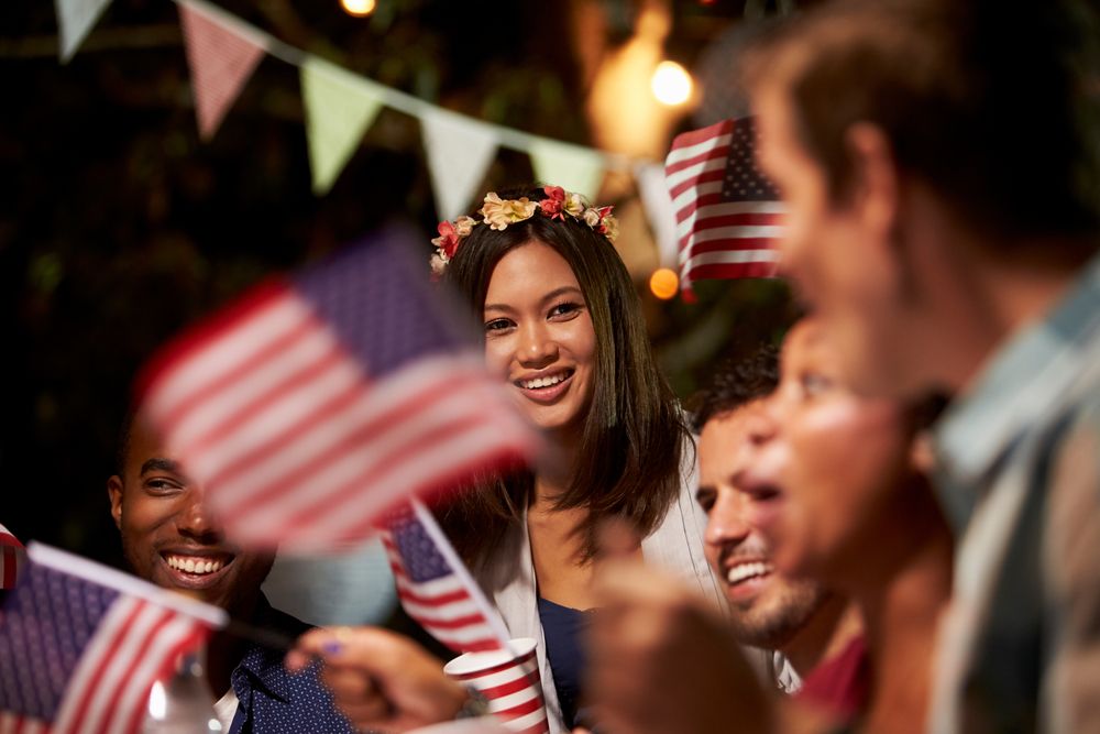 Family and friends celebrating the Fourth of July together.