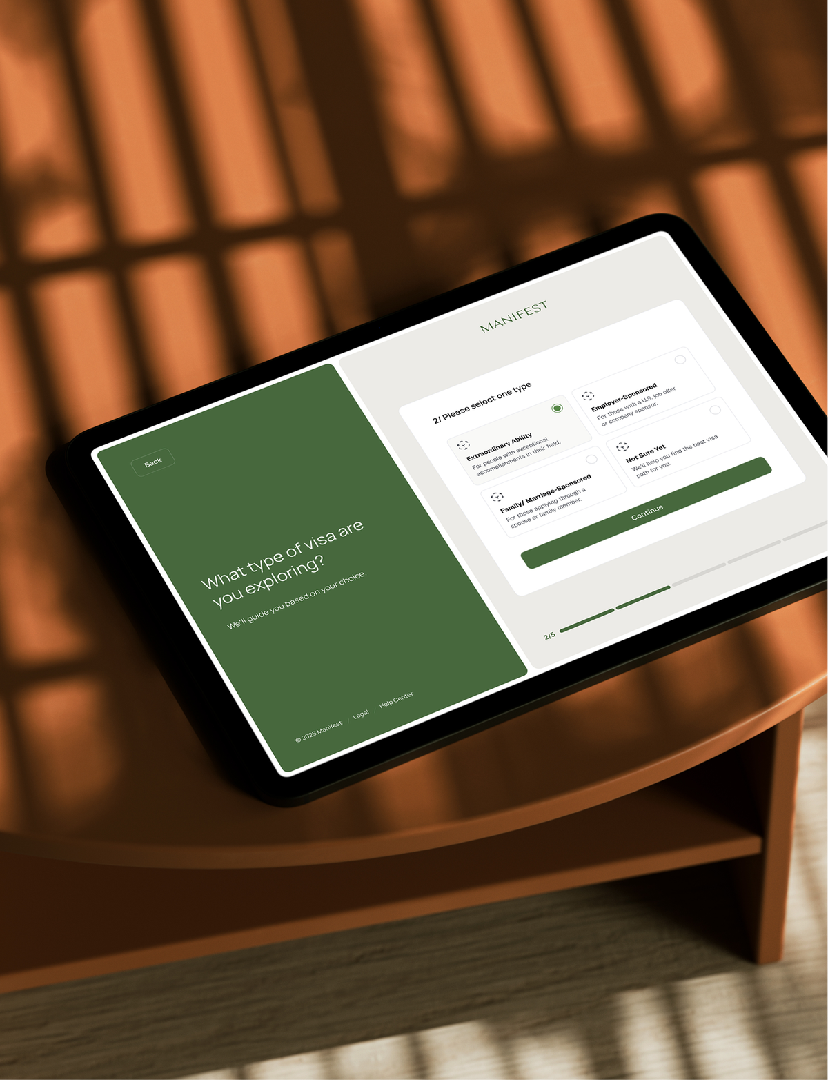 Tablet showing the Manifest case timeline portal.