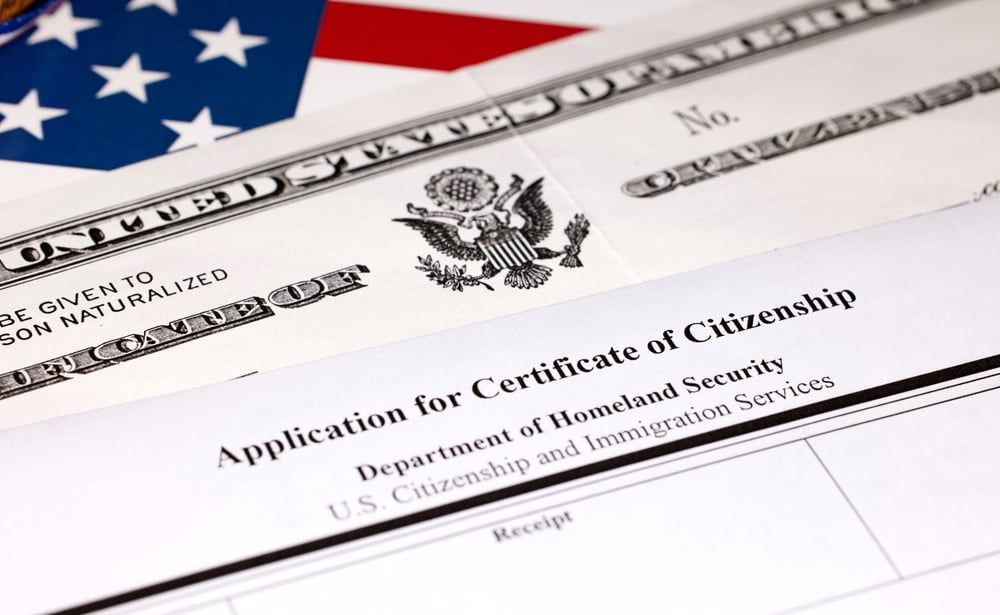 Closeup of a form reading Application for Certificate of Citizenship