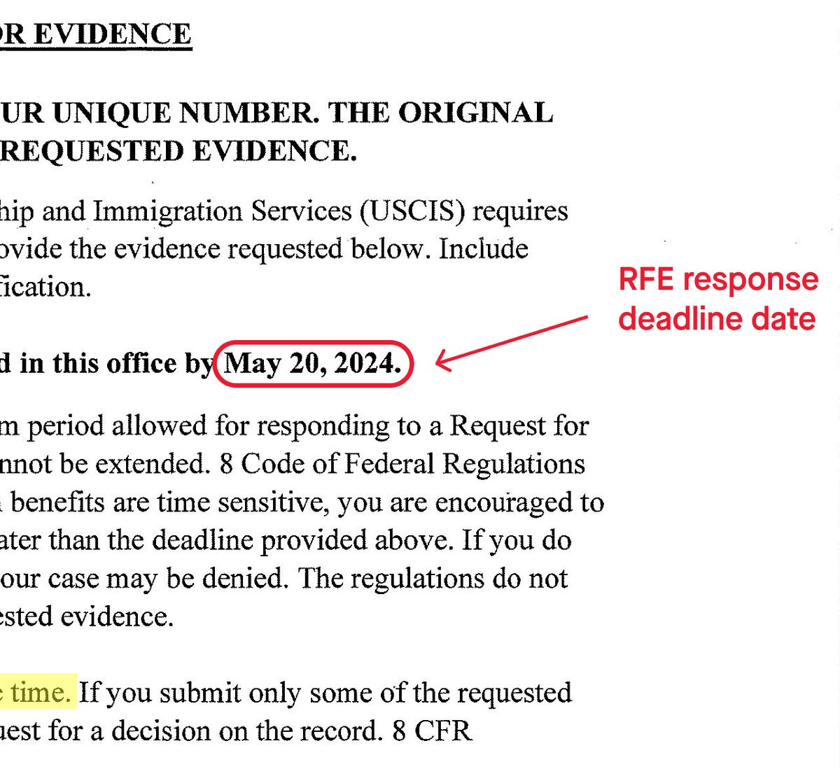RFE response deadline